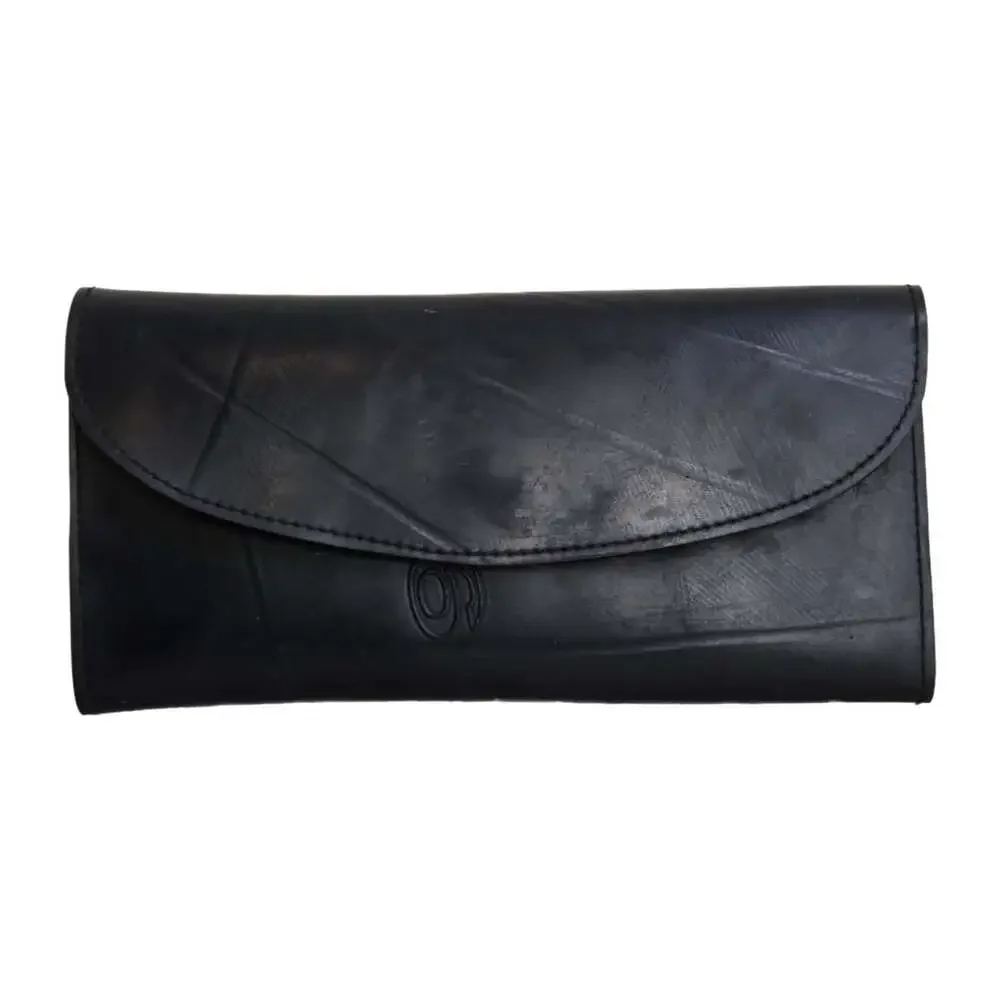 Handmade Black Long Upcycled Rubber Clutch Wallet